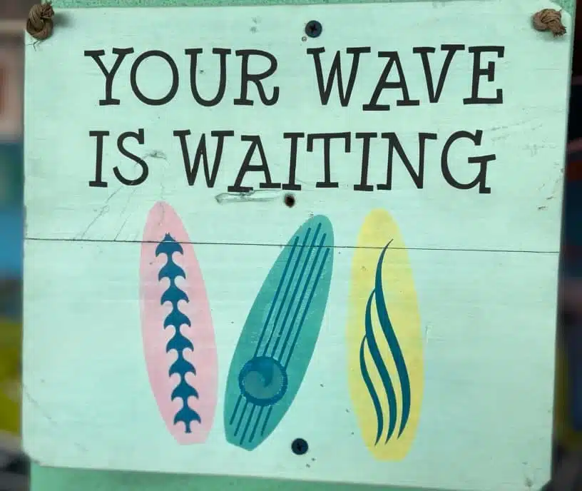 Come Make Waves in Jensen Beach Vibrant and colorful image with text overlay reading 'Your Wave is Waiting', inviting readers to come make unforgettable memories in Jensen Beach.